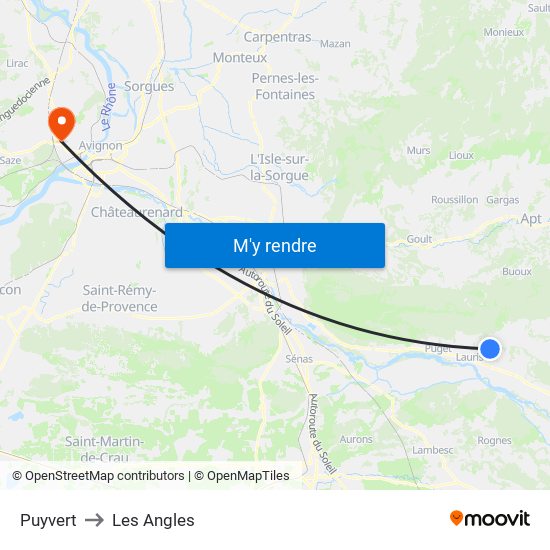 Puyvert to Les Angles map