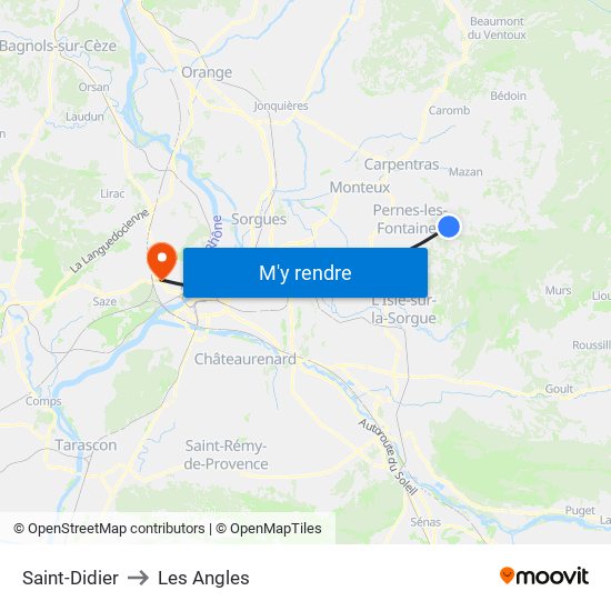 Saint-Didier to Les Angles map