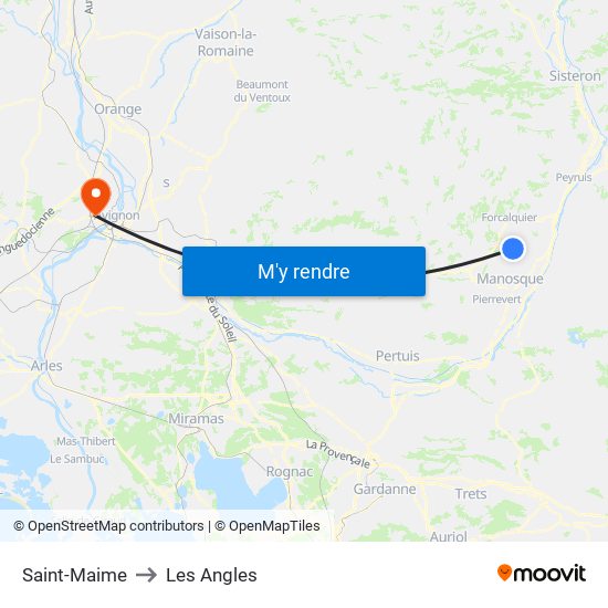 Saint-Maime to Les Angles map