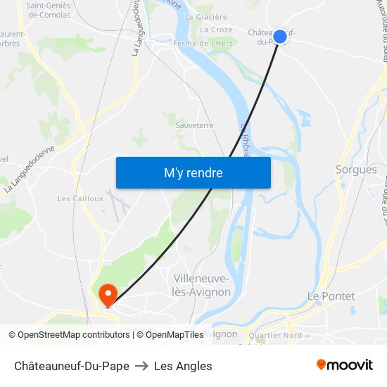 Châteauneuf-Du-Pape to Les Angles map