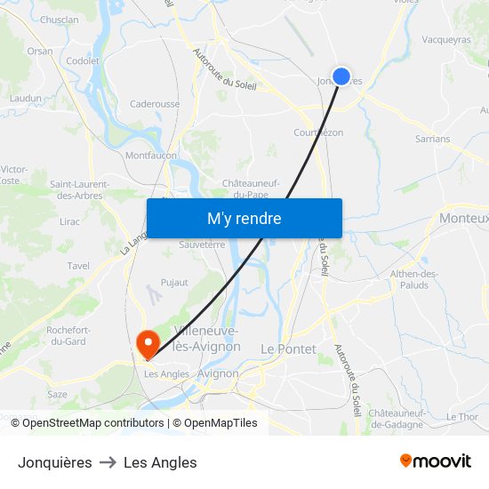 Jonquières to Les Angles map