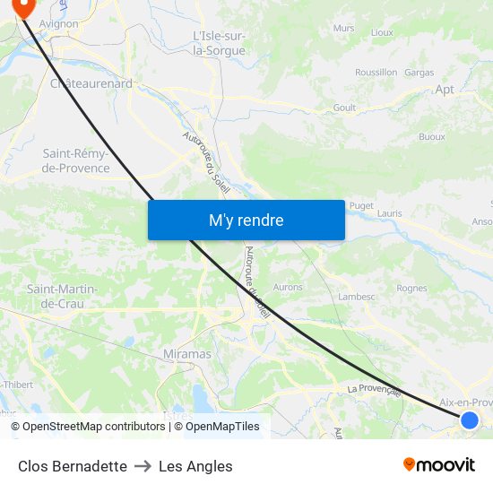 Clos Bernadette to Les Angles map