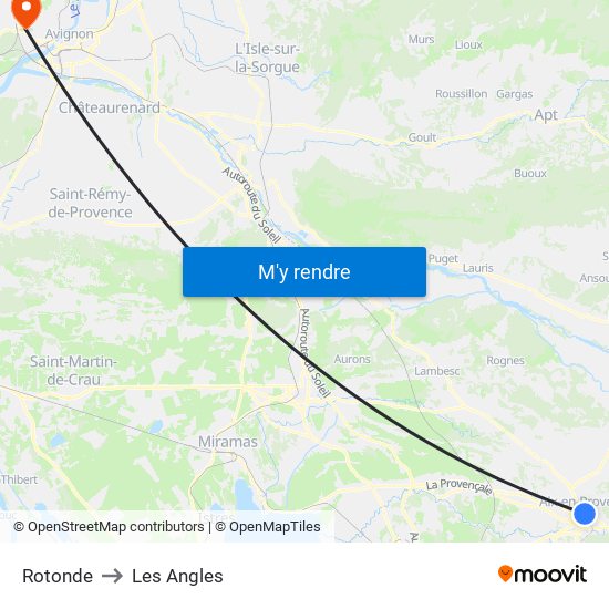 Rotonde to Les Angles map