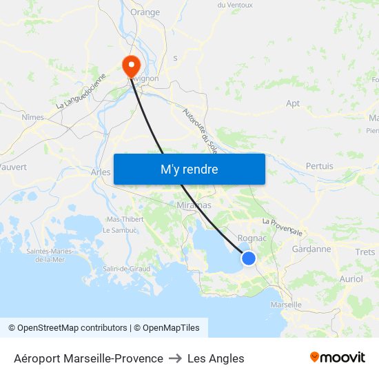 Aéroport Marseille-Provence to Les Angles map