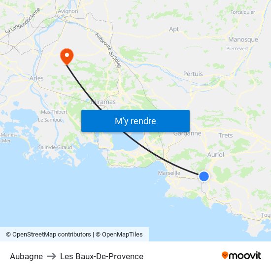 Aubagne to Les Baux-De-Provence map