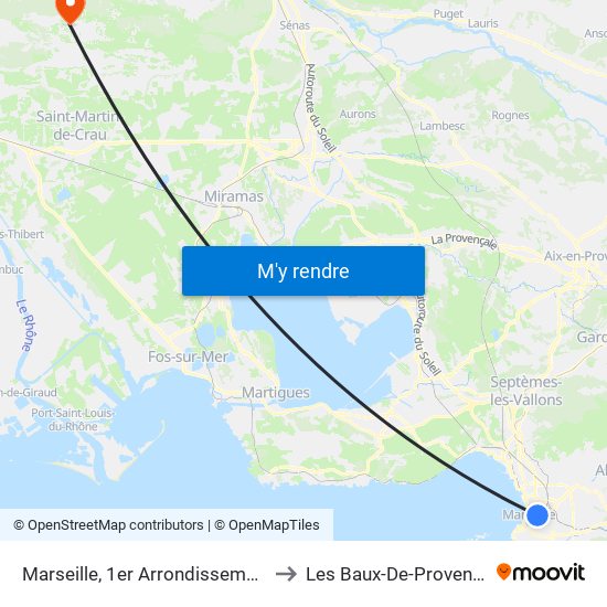 Marseille, 1er Arrondissement to Les Baux-De-Provence map
