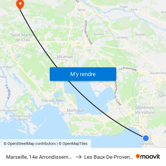 Marseille, 14e Arrondissement to Les Baux-De-Provence map