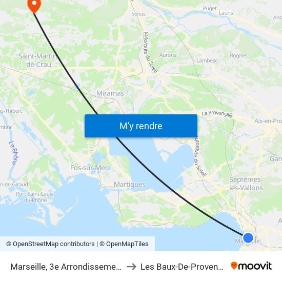Marseille, 3e Arrondissement to Les Baux-De-Provence map