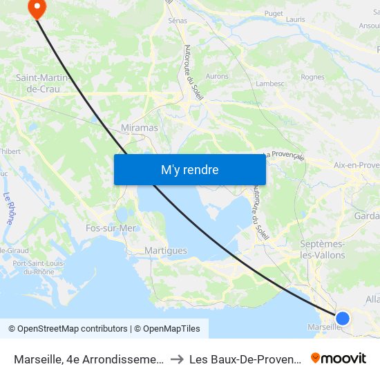 Marseille, 4e Arrondissement to Les Baux-De-Provence map