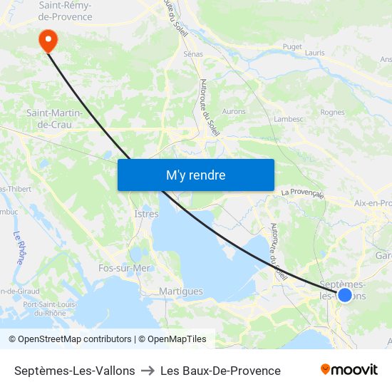 Septèmes-Les-Vallons to Les Baux-De-Provence map