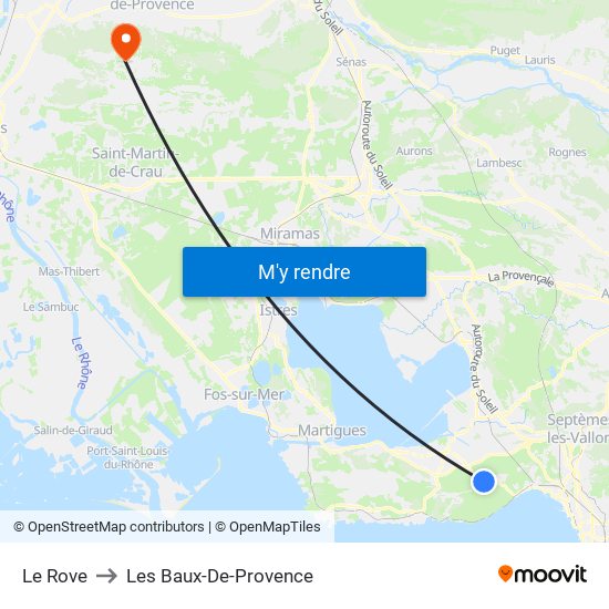 Le Rove to Les Baux-De-Provence map