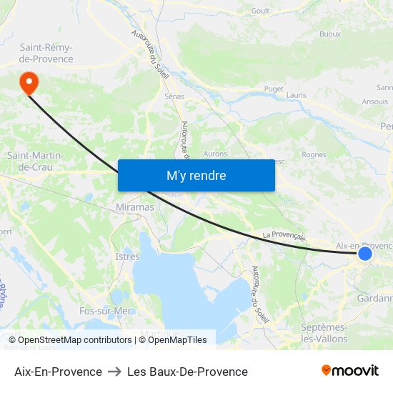 Aix-En-Provence to Les Baux-De-Provence map