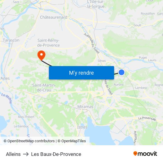 Alleins to Les Baux-De-Provence map