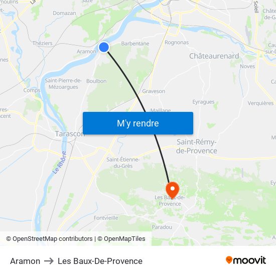 Aramon to Les Baux-De-Provence map