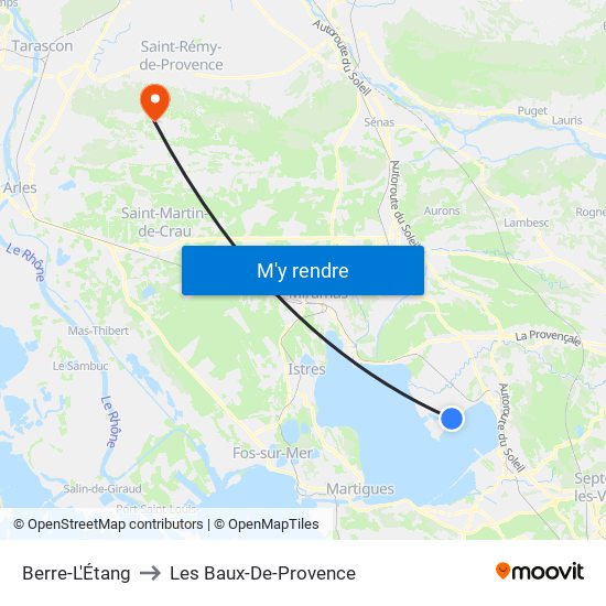 Berre-L'Étang to Les Baux-De-Provence map