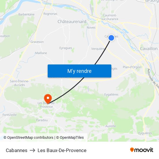 Cabannes to Les Baux-De-Provence map