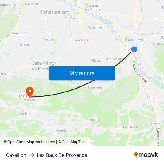 Cavaillon to Les Baux-De-Provence map