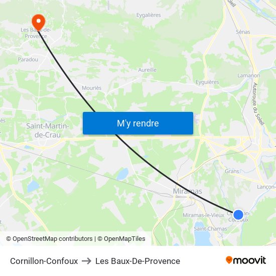 Cornillon-Confoux to Les Baux-De-Provence map