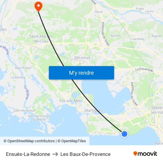 Ensuès-La-Redonne to Les Baux-De-Provence map