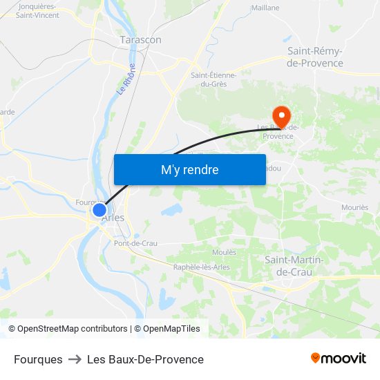 Fourques to Les Baux-De-Provence map
