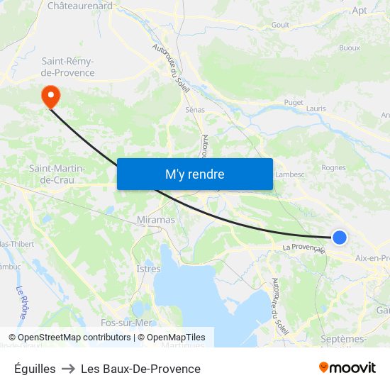 Éguilles to Les Baux-De-Provence map