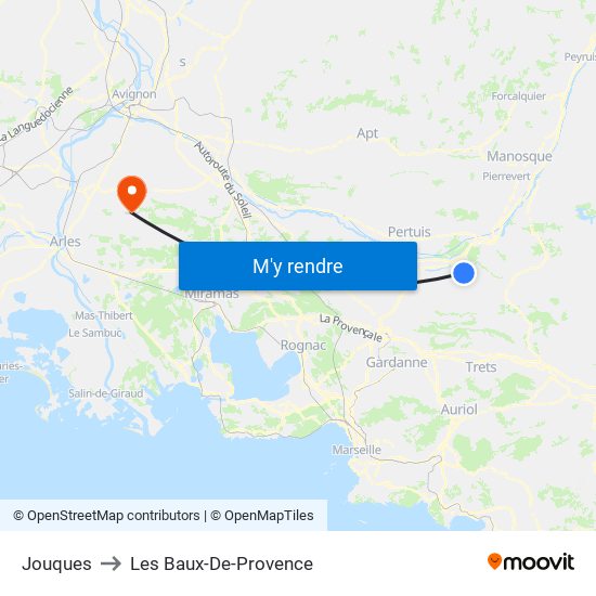 Jouques to Les Baux-De-Provence map