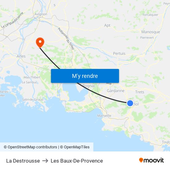 La Destrousse to Les Baux-De-Provence map