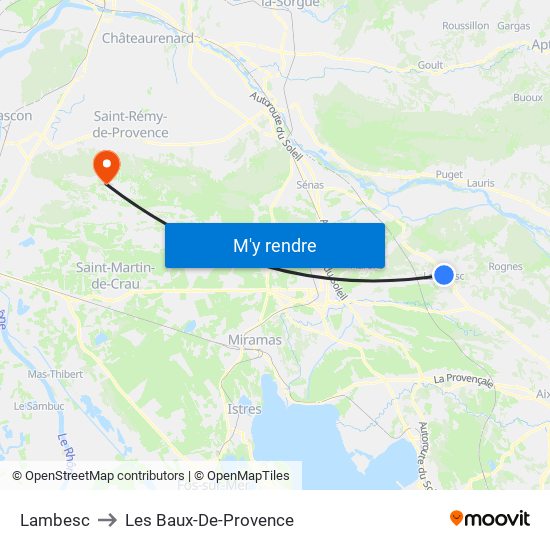 Lambesc to Les Baux-De-Provence map