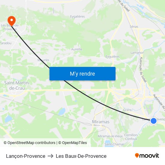 Lançon-Provence to Les Baux-De-Provence map