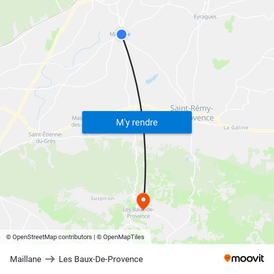 Maillane to Les Baux-De-Provence map