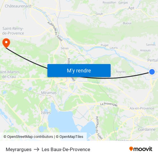 Meyrargues to Les Baux-De-Provence map