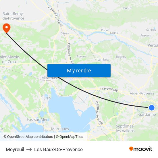 Meyreuil to Les Baux-De-Provence map