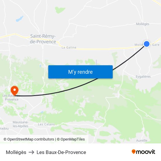 Mollégès to Les Baux-De-Provence map