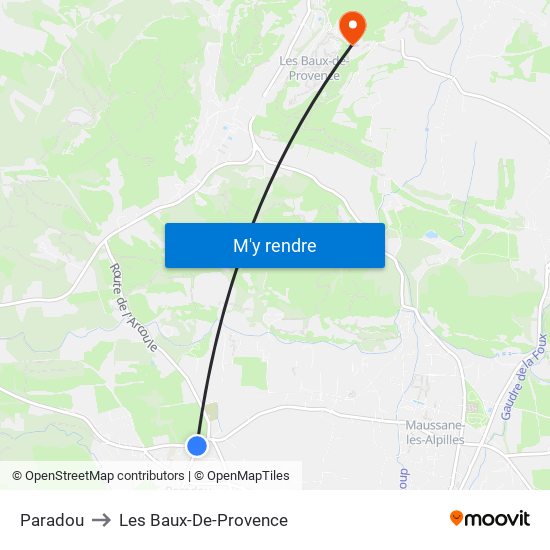 Paradou to Les Baux-De-Provence map