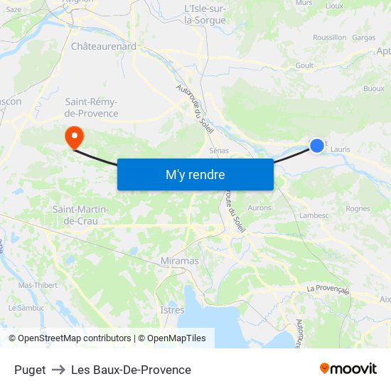 Puget to Les Baux-De-Provence map