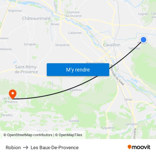 Robion to Les Baux-De-Provence map