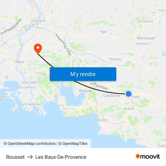 Rousset to Les Baux-De-Provence map