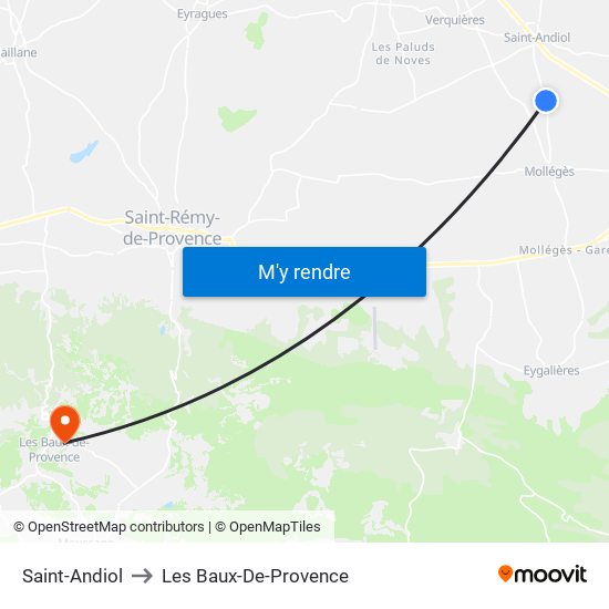 Saint-Andiol to Les Baux-De-Provence map