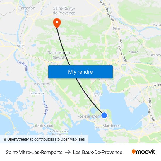 Saint-Mitre-Les-Remparts to Les Baux-De-Provence map