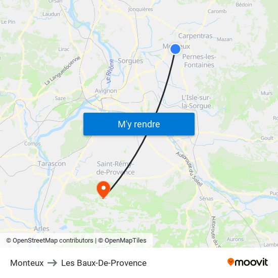 Monteux to Les Baux-De-Provence map