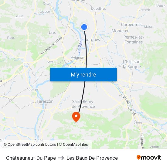 Châteauneuf-Du-Pape to Les Baux-De-Provence map