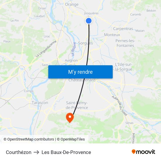Courthézon to Les Baux-De-Provence map