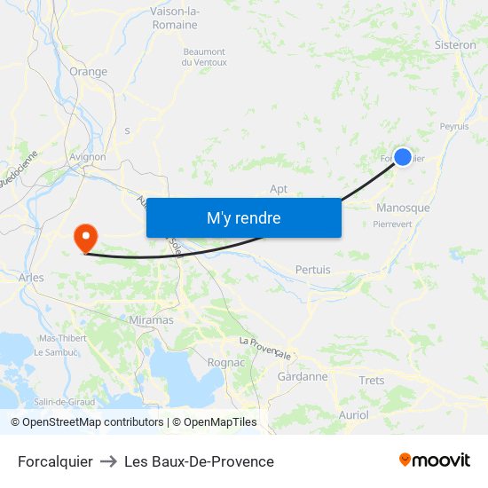 Forcalquier to Les Baux-De-Provence map
