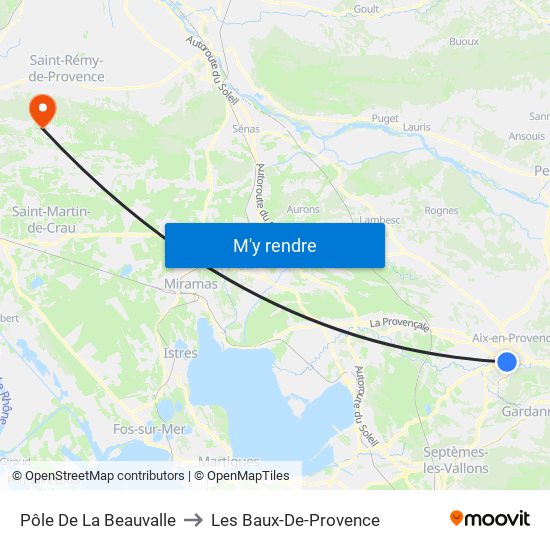 Pôle De La Beauvalle to Les Baux-De-Provence map