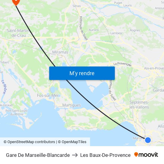 Gare De Marseille-Blancarde to Les Baux-De-Provence map