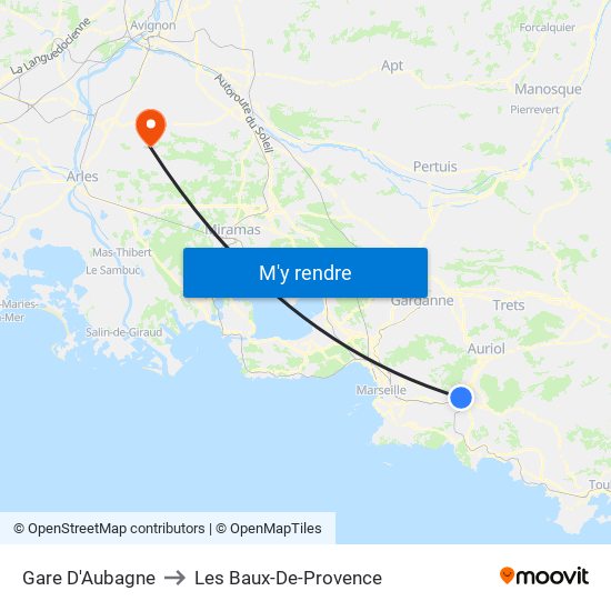 Gare D'Aubagne to Les Baux-De-Provence map
