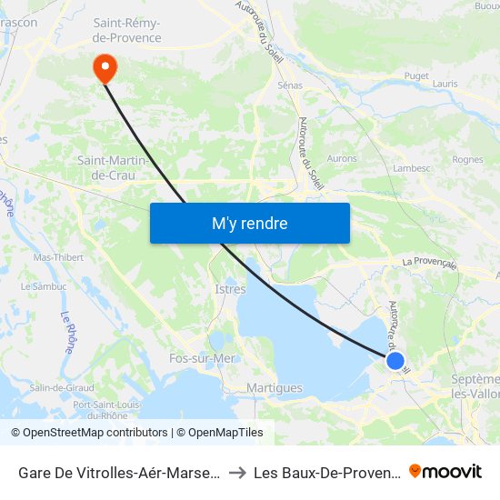 Gare De Vitrolles-Aér-Marseille to Les Baux-De-Provence map