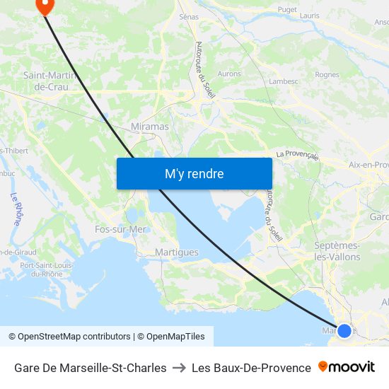 Gare De Marseille-St-Charles to Les Baux-De-Provence map