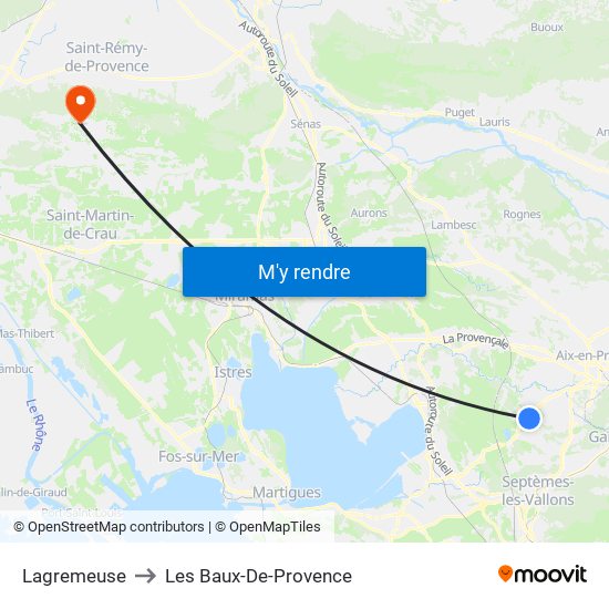Lagremeuse to Les Baux-De-Provence map