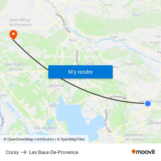 Corsy to Les Baux-De-Provence map